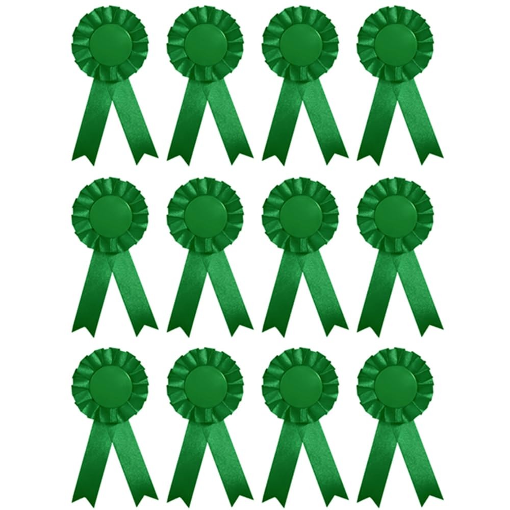 12 PCS Green Blank Award Ribbon Winner Medal Rosette 15.5x8cm 6×3 Inch Sport
