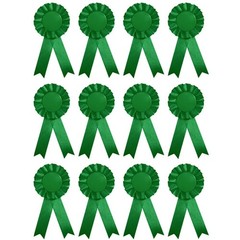 12 PCS Green Blank Award Ribbon Winner Medal Rosette 15.5x8cm 6×3 Inch Sport