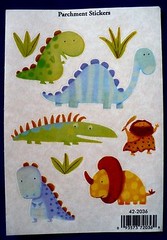 VINTAGE PARCHMENT DINOSAURS CAVEMAN 1 SHEET 9 STICKERS PLANTS