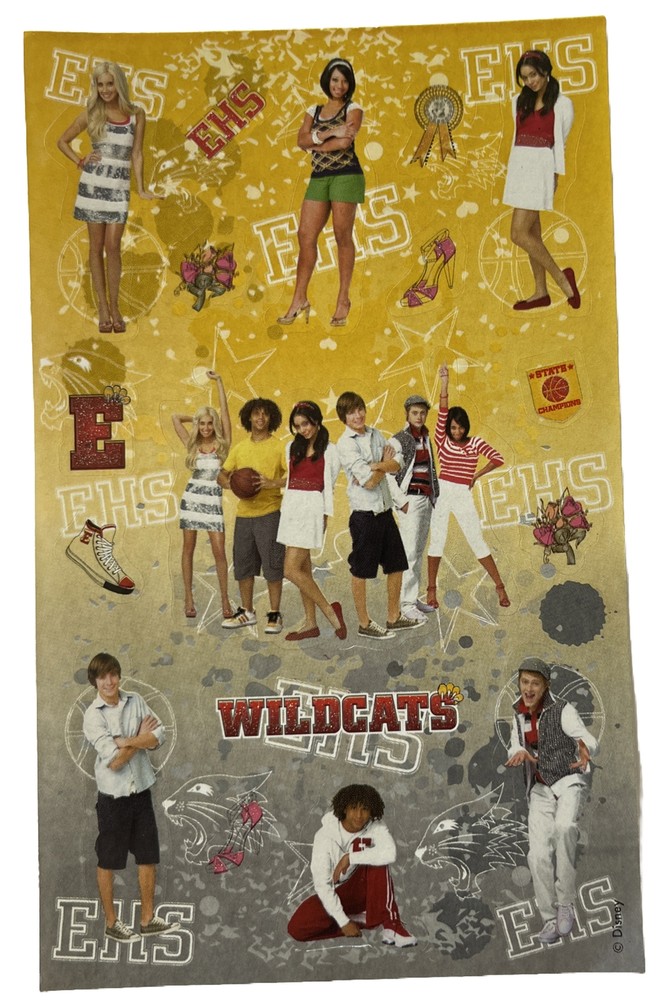 HIGH SCHOOL MUSICAL #2 Stickers (16pc)Disney•4″x 6.5″East High •Wildcats•Singing