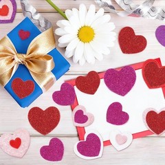 300 Pcs Heart Foam Stickers, Valentine’s Day Self Adhesive Glitter and Matte