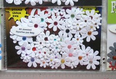 80 Florettes – DIY – WHITE with Multi-Coloured Jewels – 15-25mm Petaloo I