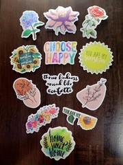 STICKERS x 12 Positive Affirmation Choose Happy You are My Sunshine Flowers 23Y5