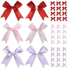 3.3″ Gift Wrap Bows, 60pcs Versatile Bulk Satin Ribbon Bows(Red Pink Purple) …