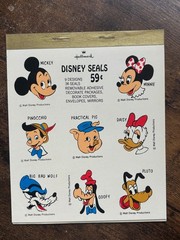 Disney Hallmark Seals Vintage 1960s Mickey Minnie Pluto Goofy 8 characters
