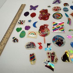 Vintage 1980s Sticker Lot 50+ Stickers Lisa Frank Rainbows Foil Glitter LOOK