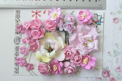 PINK & IVORY 9 Styles 25 Paper – Flowers, Roses & Blossoms 15-50mm VD2