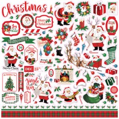 (1) 12×12 Sheet of Carta Bella Paper DEAR SANTA Scrapbook Element Stickers