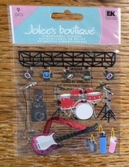 RARE Jolees SUMMER CONCERT Outdoor Music Bands Candles Drums Guitar 3D Stickers