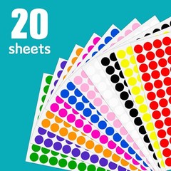 2340PCS Colored Dot Stickers 1/2 Inch Round Color Coding Labels Multicolored Set