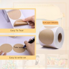 3 X 3 inch Color Code Dot Stickers, 500pcs 3″ Natural Brown Kraft Paper Round…