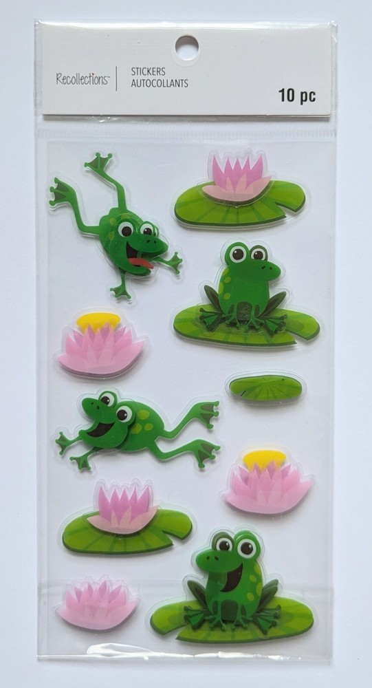 Cute Happy Frogs On Lilypads Scrapbooking Stickers by Recollections