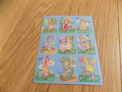 vintage sticker sheet Betsey Clark Joan Walsh bluebird kitten little girls