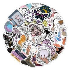 50pcs SPIRITUAL Stickers Pack,Crystal Potion Gothic Halloween Stickers, 199
