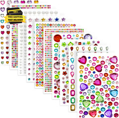 2774PCS Gem Stickers, Self Adhesive Gems for Crafts, Acrylic Bling Heart Sticker