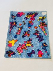 Vintage Lisa Frank ticker Sheet *1 Sticker Missing* Poodle Dog Hearts Bows BIN72