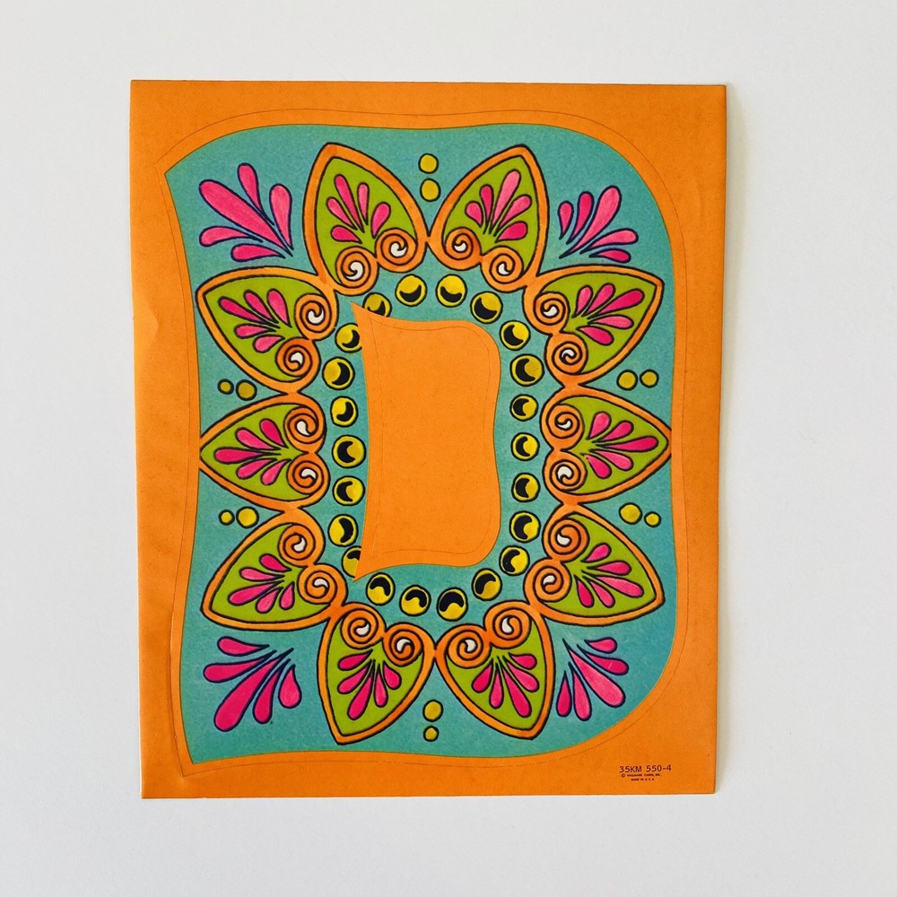 Vintage Luv Letters “D” Sticker Boho 1970s MCM Psychedelic Hippie Art Wall Decor