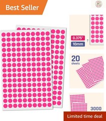 3000 Pack Pink Round Dot Stickers – 0.375″ Self-Adhesive Labels For All Needs