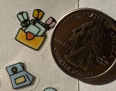 CUTE LITTLE GIRL Mylar Stickers(4pc)Kid•Bear•Flowers •Envelope•Note•Card Making•