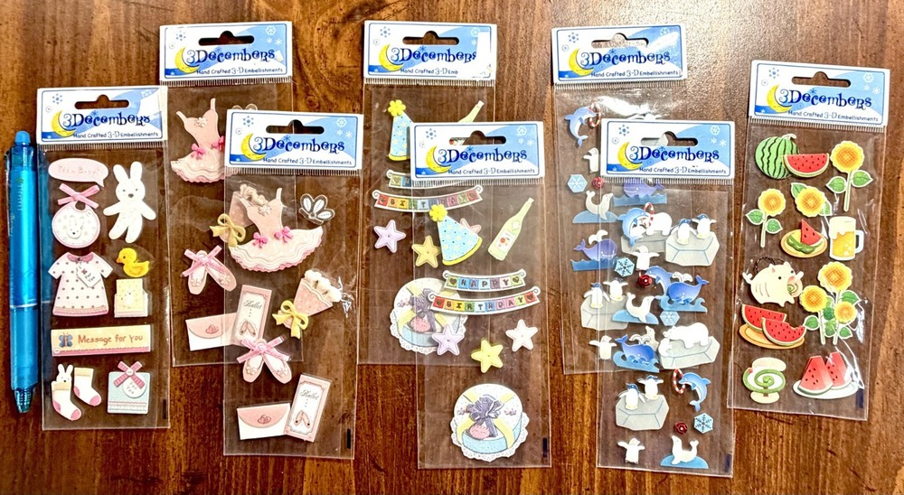 8 pkgs Baby Birthday Stickers Scrapbooking Journal Card Making Craft 3Decembers