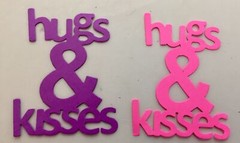 Valentine Die Cuts* Hugs & Kisses * Set of 12 * White or Pink & Purple Cardstock