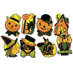 Beistle Pkgd Halloween Cutouts 8.5 One Size, Orange, Black, Yellow & Green
