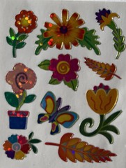 FALL FLOWER Prismatic Stickers (10pc)Garden•Butterflies•Leaves •Blooming•Poises•