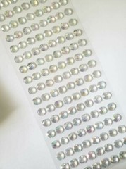 CraftbuddyUS 144 pcs x10mm(18 Stripes)Self Adh Faceted Round Gems,Color-AB CLEAR