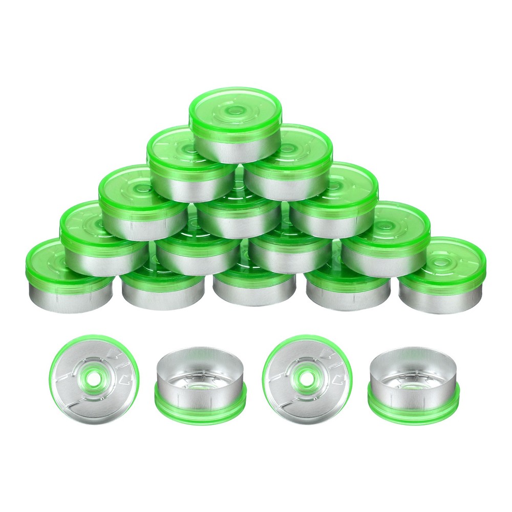 20mm Caps 200PCS Burr-Free Top Caps, Green/Silver