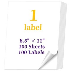 100 Full Sheet Sticker Labels 8.5″ x 11″ for Laser & Inkjet Printers – 100 Sheet