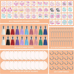 Acrylic Keychain Blanks, Inspirational UV DTF Transfer Stickers, Clear Acrylic B