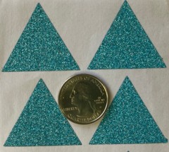 BLUE GLITTERED TRIANGLES Stickers(6pc)Shapes•3 sides•Teal