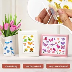 375 PCS Transparent Flower Stickers, Floral Scrapbooking Sticker for FLOWER-1