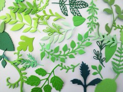 50 Assorted Green Foliage and Leaf Die Cut and Paper Punch Embellishments