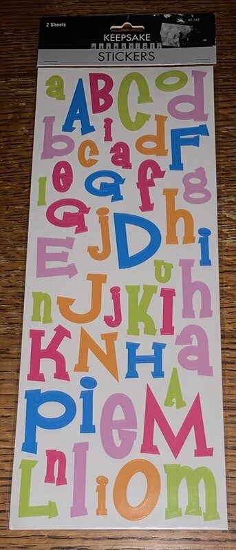 KeepSake Essentials Colorful Upper Lower Alphabet Letters Scrapbook Sticker 2pgs
