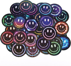 50PCS Smiling Glitter Neon Stickers, Cute Water Bottle Stickers for Kids, for Te