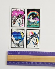 Vtg Unicorns Stickers 4 Panel Prism Vending rainbows Hearts Clouds