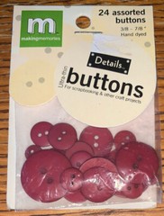 BRICK RED CIRCLE ULTRA-THIN BUTTONS(24pc)Making Memories Assorted Sizes 3/8-7/8″
