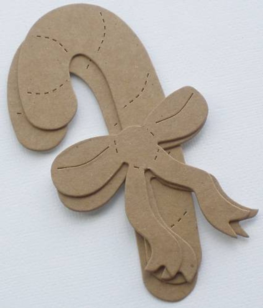 (3) CANDY CANES w/ BOWS – Bare Christmas Chipboard Die Cuts – 2″ x 4 1/4″ inch
