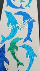 HAMBLY STUDIOS STICKERS PRISMATIC GLITTER BLUE TEAL DOLPHINS VINTAGE RARE