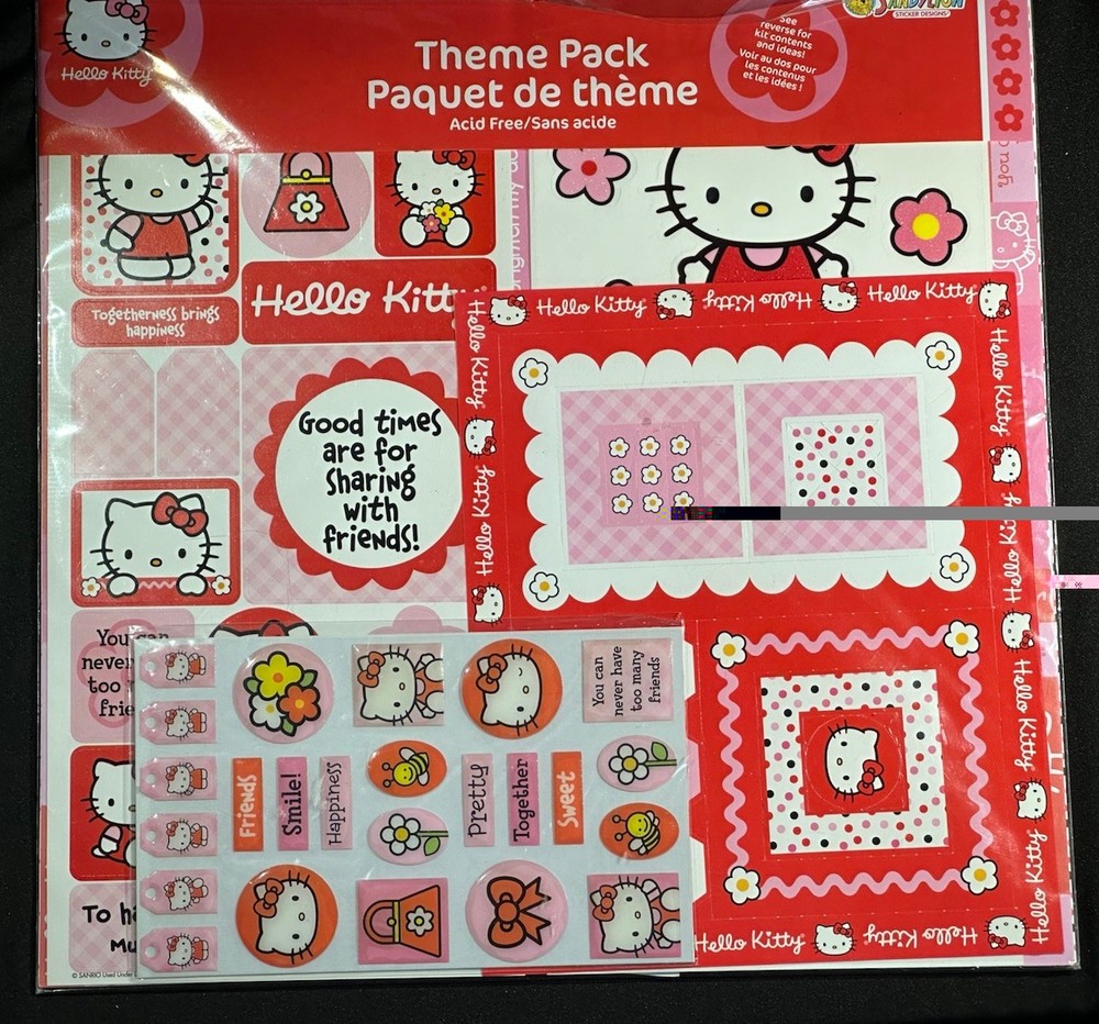 SandyLion Hello Kitty Scrapbook Theme Pack Vintage Stickers Paper Embellishments