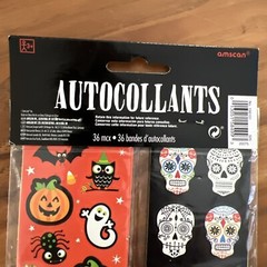 Amscan Halloween Stickers 36 Pcs/Strips Sugar Skulls Skeletons Ghosts Witches