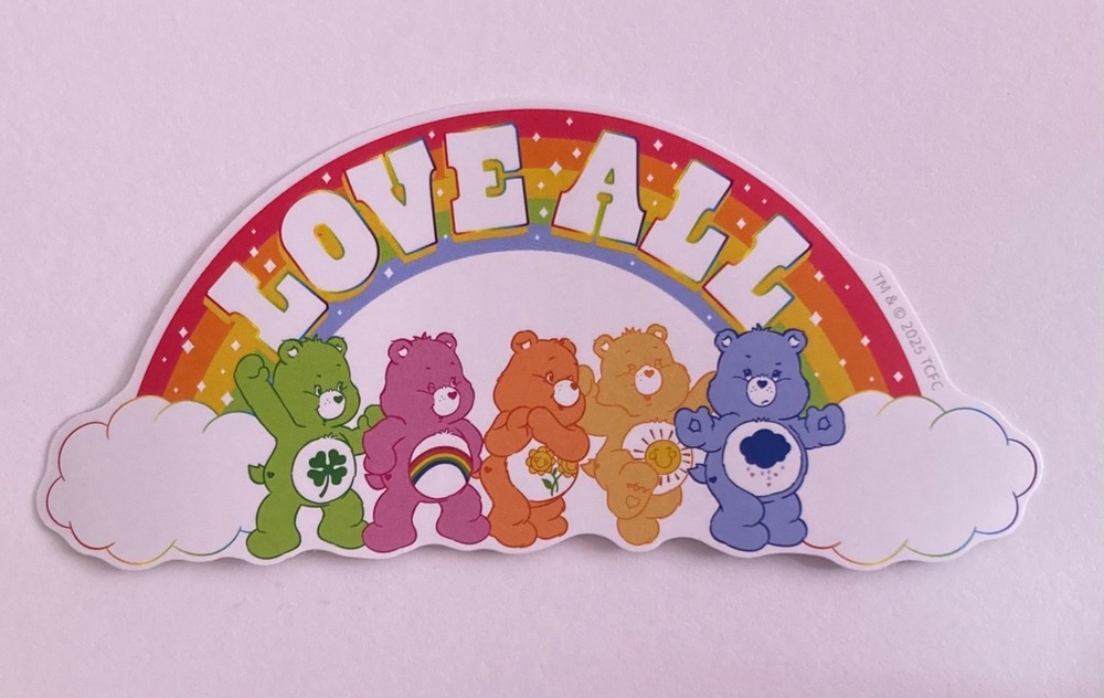 Care Bears Rainbow Love All Sticker 4.5″x2 1/4″ Matte ~ Junk Journal Supplies