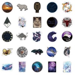 50pcs Constellations Zodiac Star Galaxy Northern Lights Starry Sky Sticker, 190