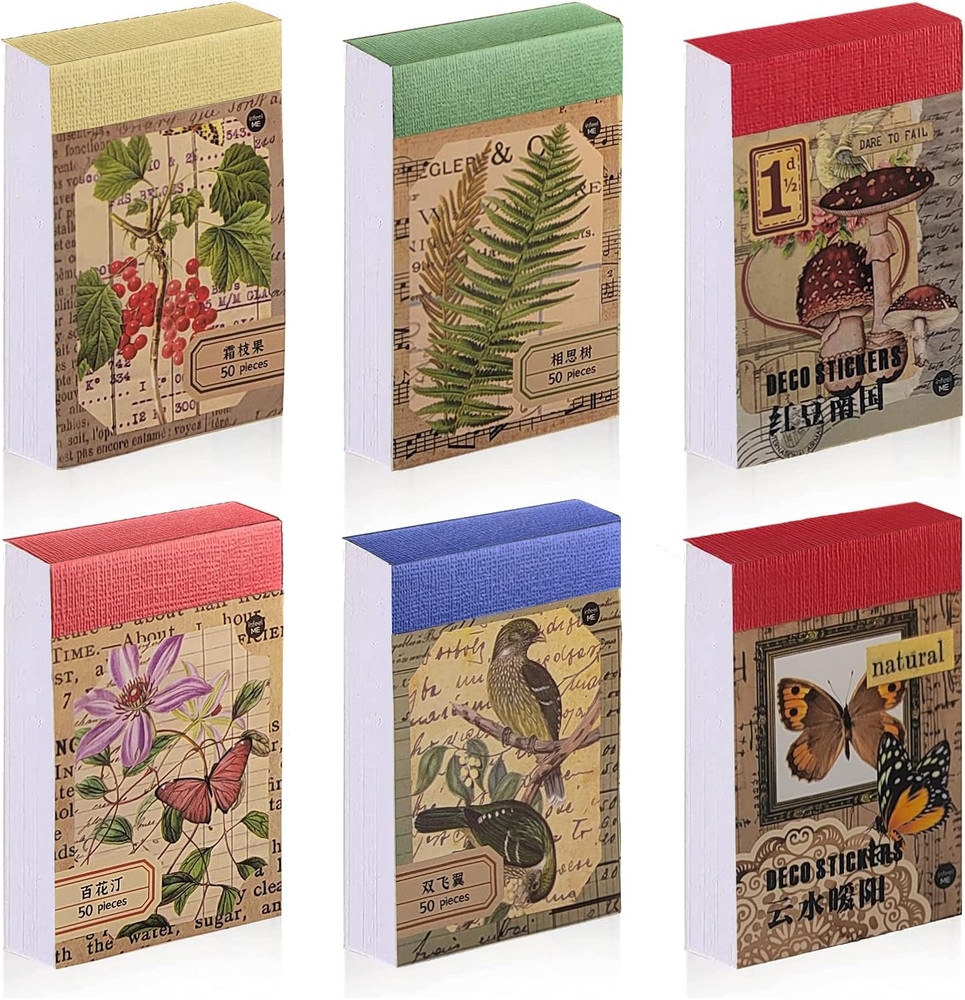 300 Pcs Scrapbook Washi Stickers,Vintage Flower Butterfly Botanical