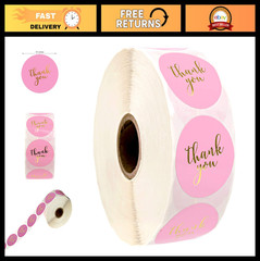 1000 Pink Gold Foil Thank You Stickers – 1.5″ Circle Envelope Seals for Weddings