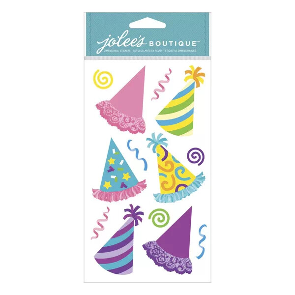 Jolee’s Boutique Dimensional Stickers – BRIGHT PARTY HATS Dress Ups – 13 pcs
