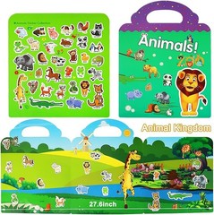 Reusable Sticker Books for Kids, 2 Sets Travel Removable Toddler Sticker Books..