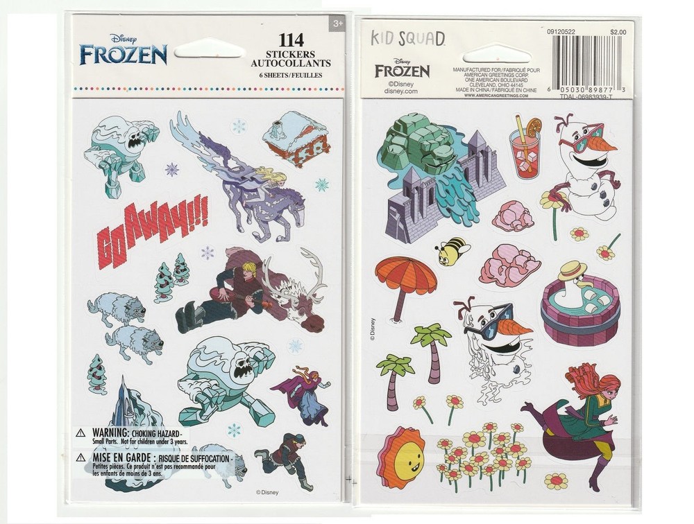 Frozen Sticker Pack – 6 Sheets – 114 Stickers