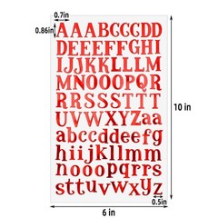 10 Sheets Letter Stickers Colorful Glitter Self Adhesive Alphabet Bright Red